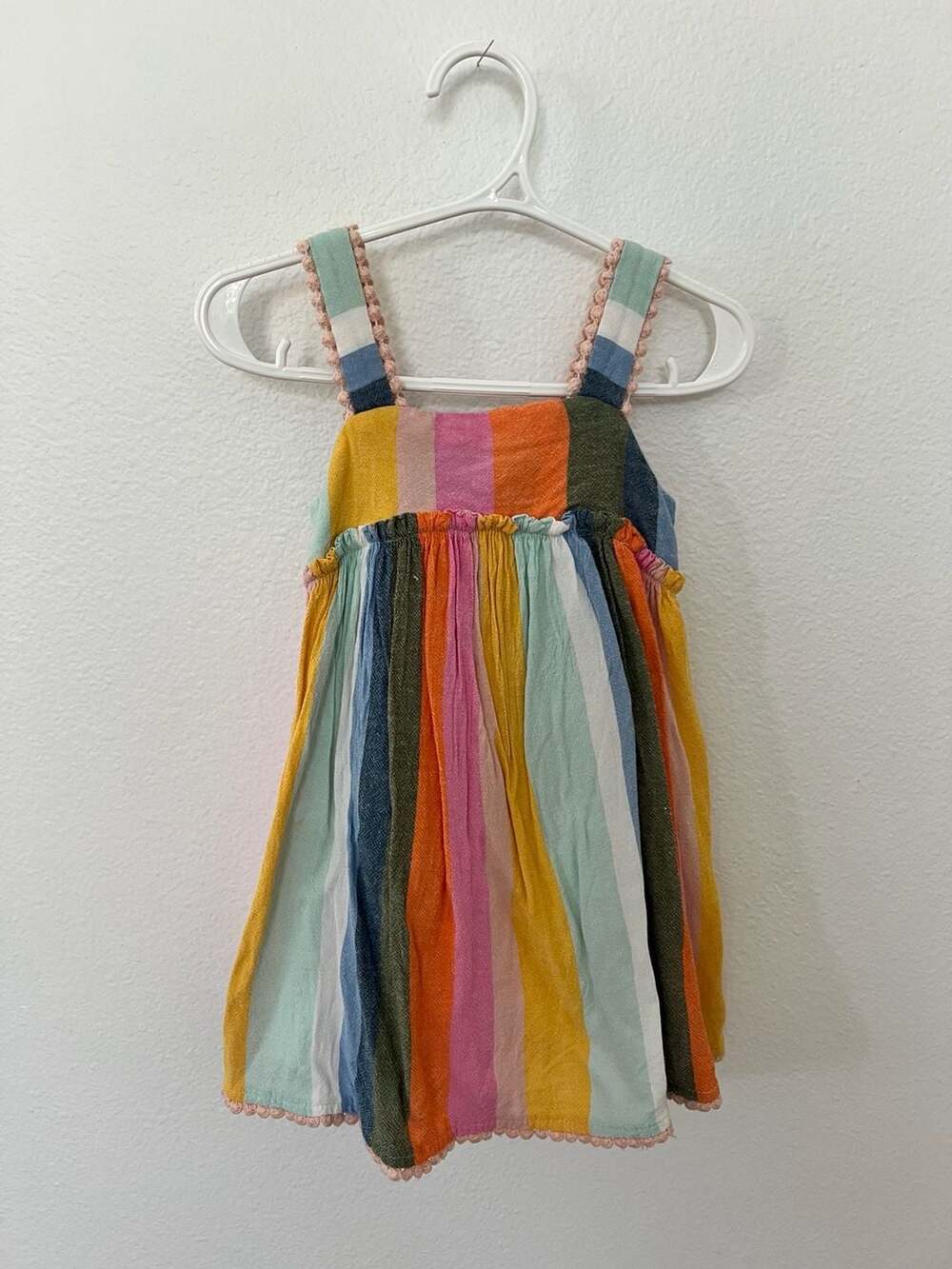 Tahari Baby Girl Striped Pom-Pom Dress Size 12M